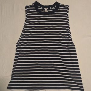 Lululemon Athletica All Yours Navy and White Striped Muscle Tank